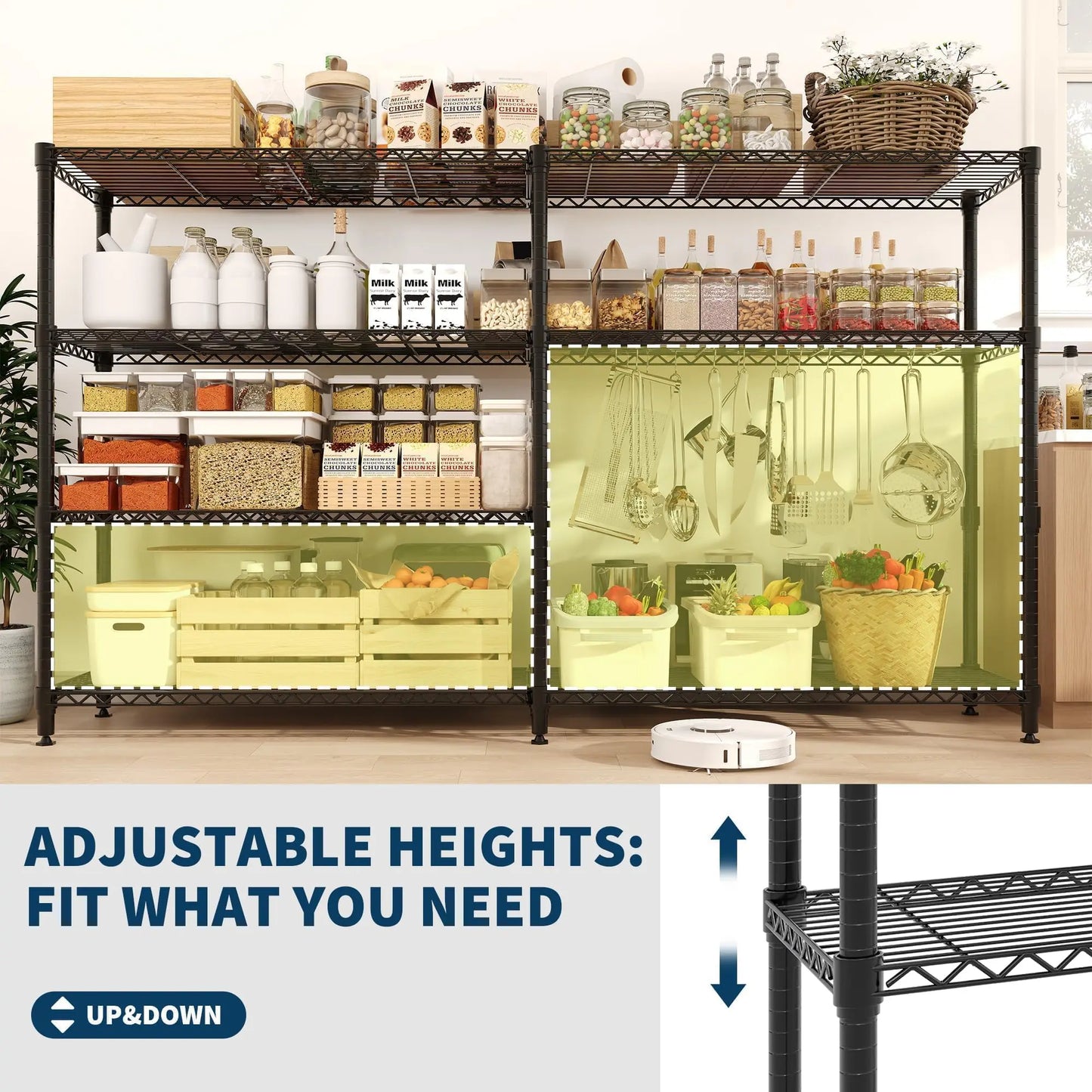 Metal Four Tier Storage Shelves Heavy Duty Wire Shelving Unit Garage