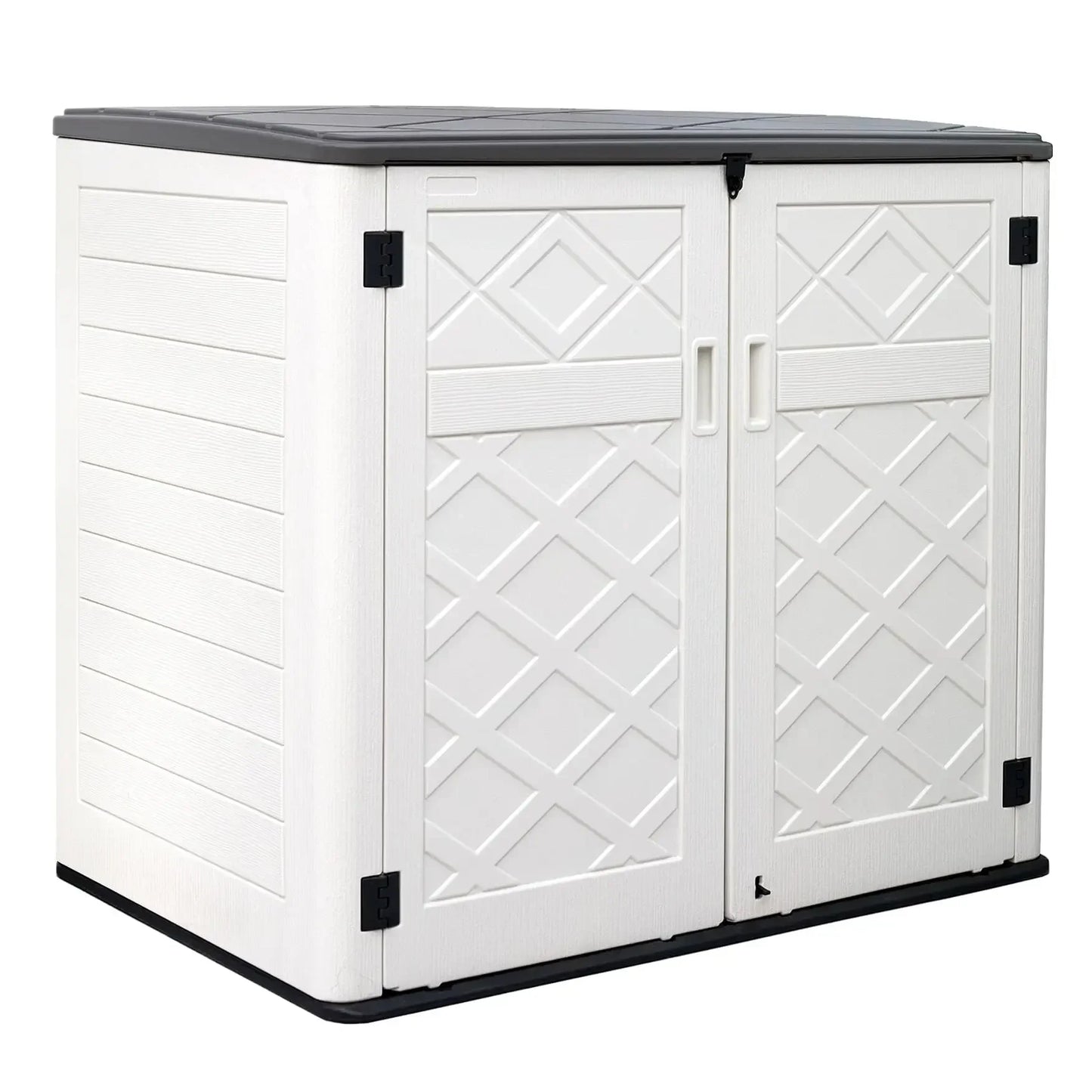 ZZM Large Outdoor Storage Shed, 48 Cu Ft Resin Versatile Storage Cabinet for Patio Accessories, Trash Cans &Garden Tools,Durable