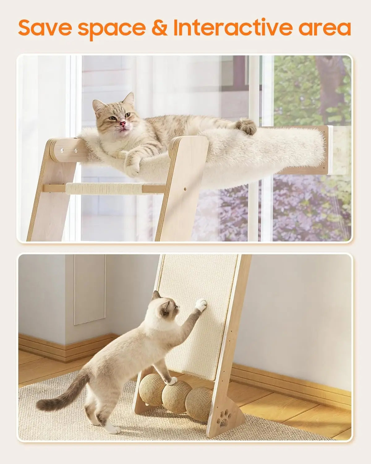 Cat Window Perch With Extra Wide Sisal Pad Suction Cups