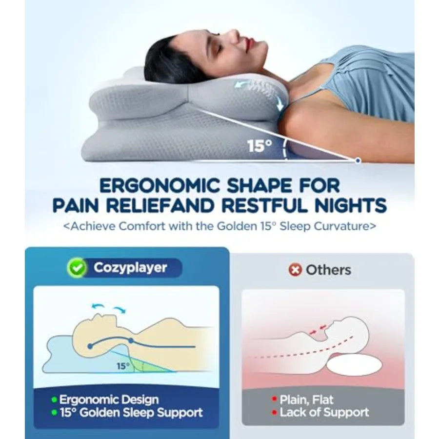 Odorless Cervical Neck Pillow for Pain Relief and Ergonomic Support