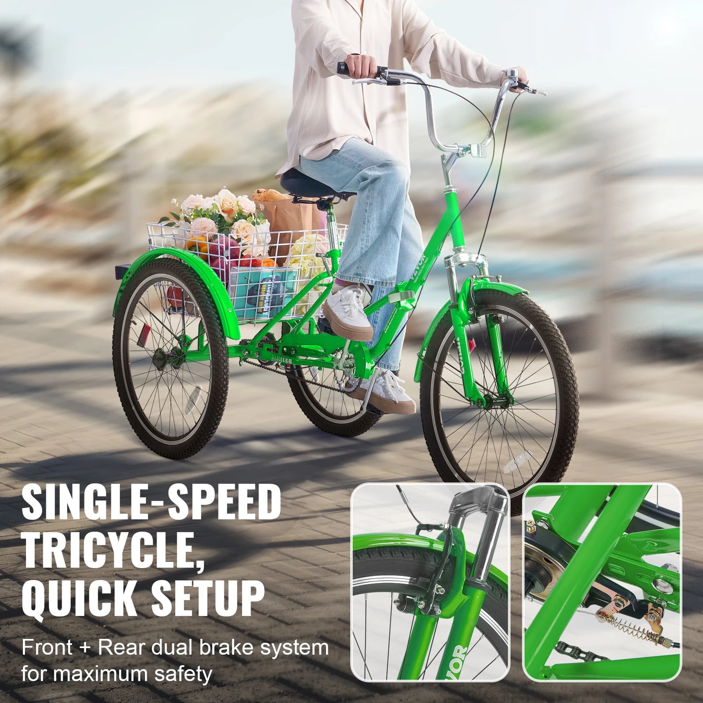 SucceBuy Steel Compact Adult Folding Tricycle For Stable Travel