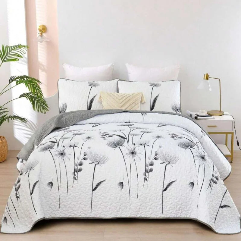 Yellow Paisley Quilt Set 3 Pieces Coverlet Bedding