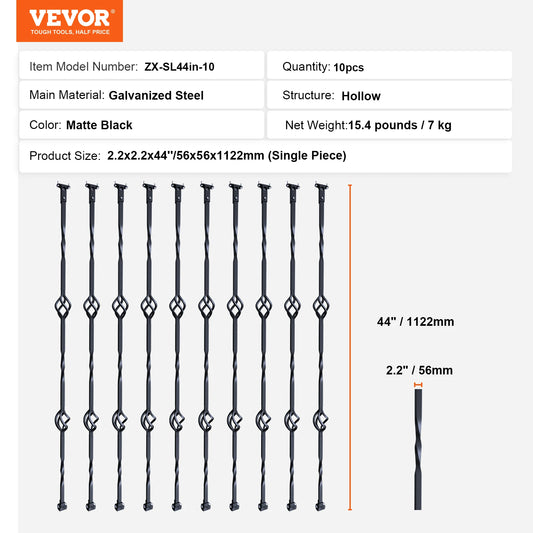 Galvanized Steel Stair Balusters 10 Pack Decorative Banister Spindles