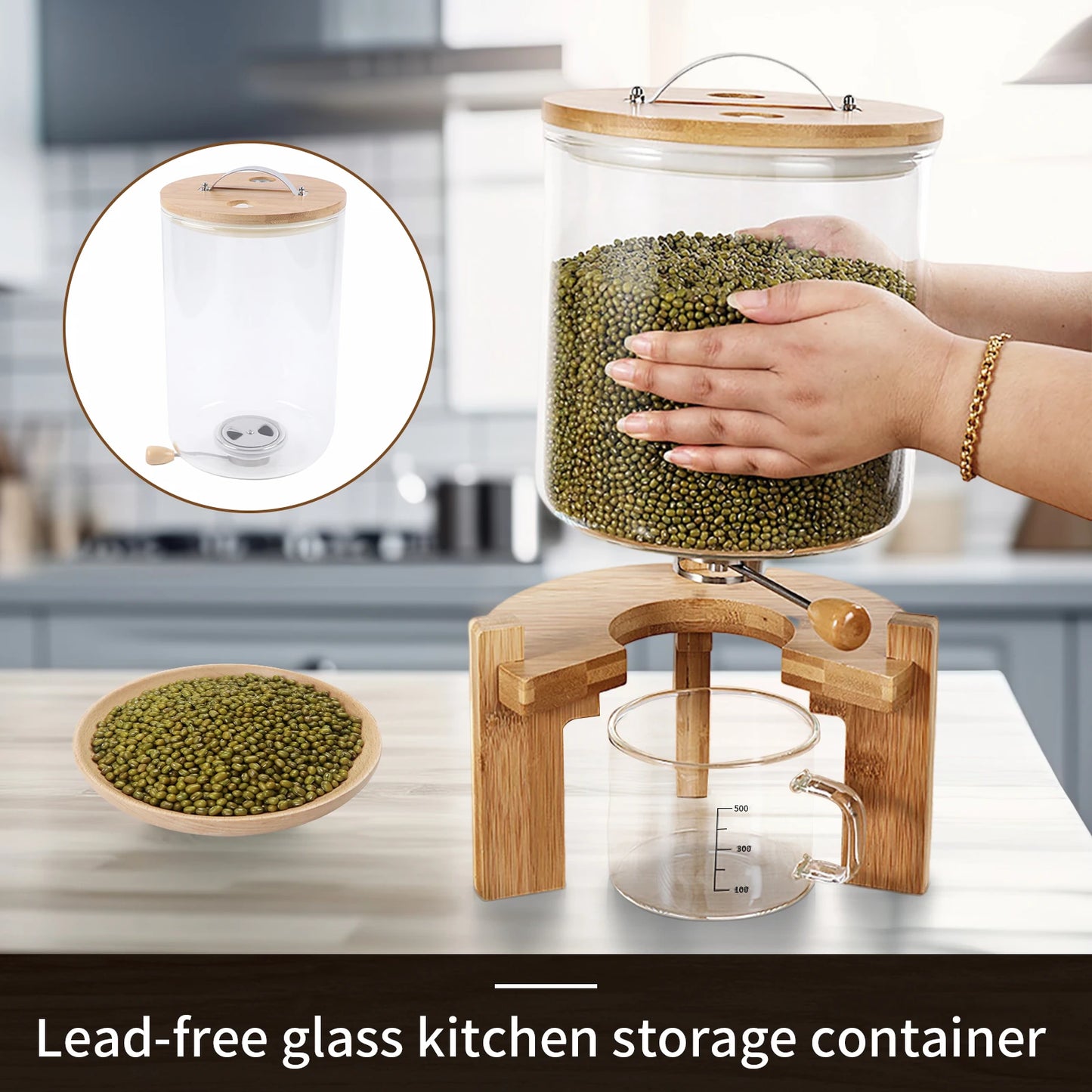Glass Airtight Flour And Cereal Storage Container For Kitchen