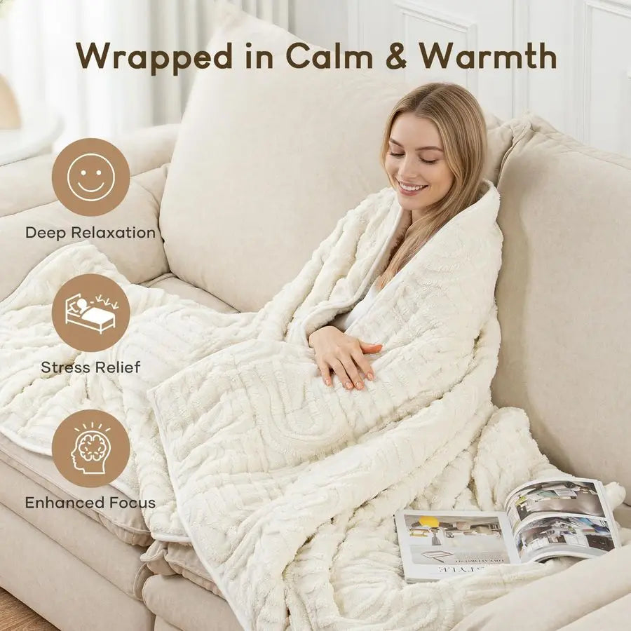 Weighted Blanket For Adults 15 Lb Jacquard Sherpa Fleece Relax