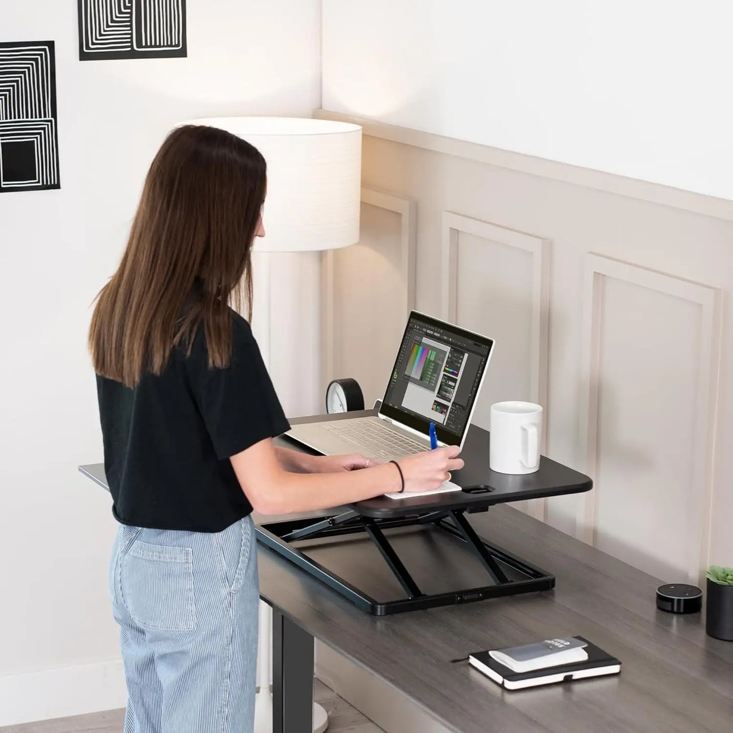 Ultra Slim Single Top Height Adjustable Standing Desk Riser