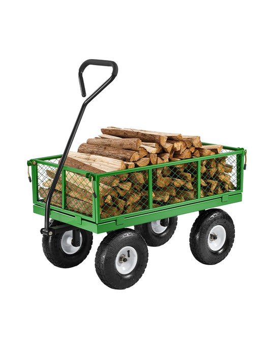 SucceBuy Heavy Duty Steel Garden Cart With Rotating Wheels