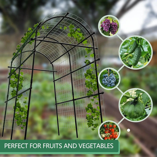 Black Metal Garden Arch Trellis For Climbing Plants Vegetable Support
