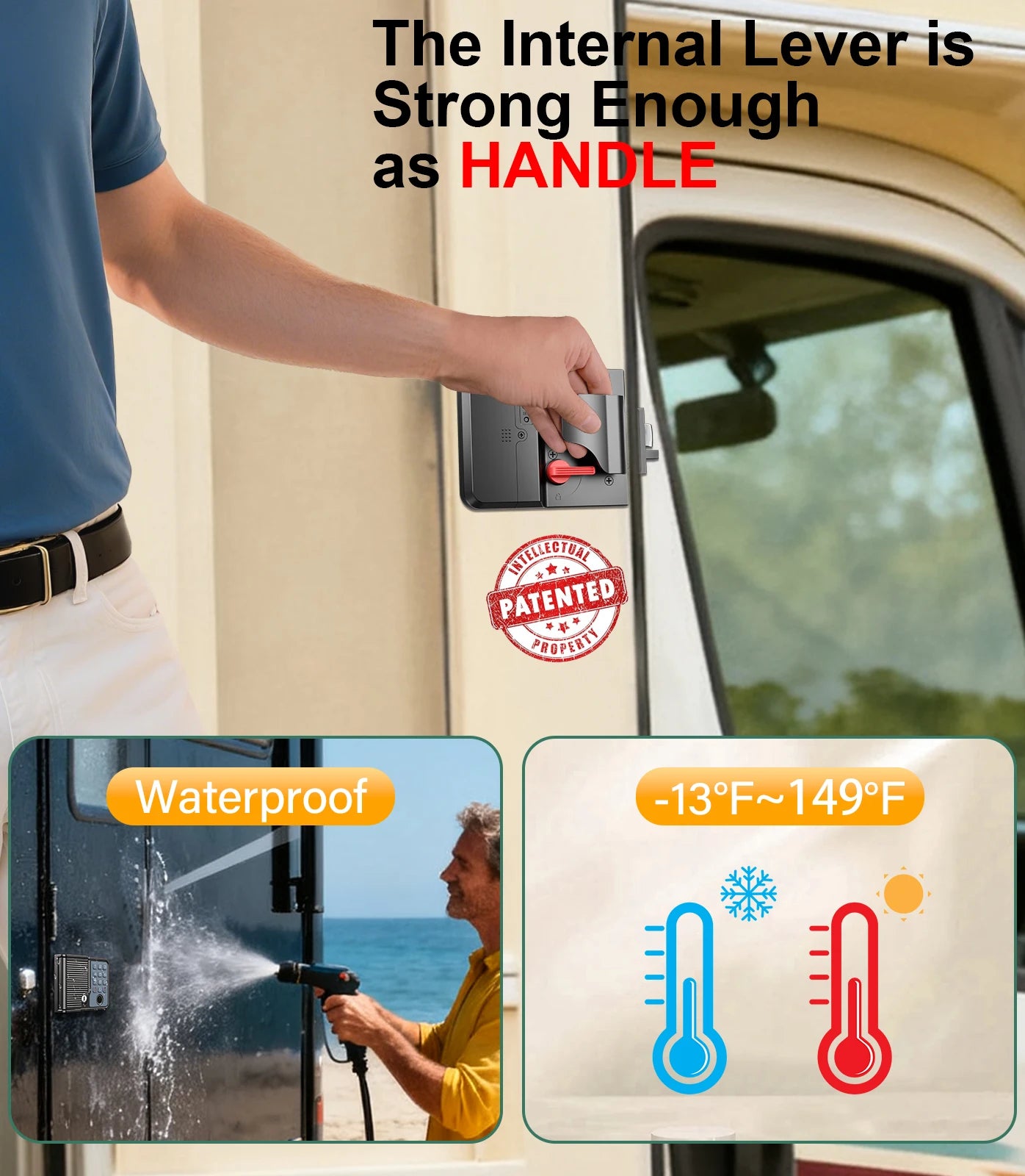 Smart RV Door Lock Weatherproof Keyless Entry With Fingerprint