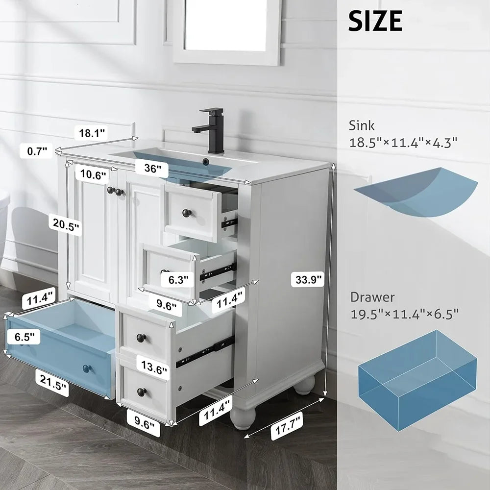 Classic Style Waterproof Wooden Bathroom Cabinet And Vanity