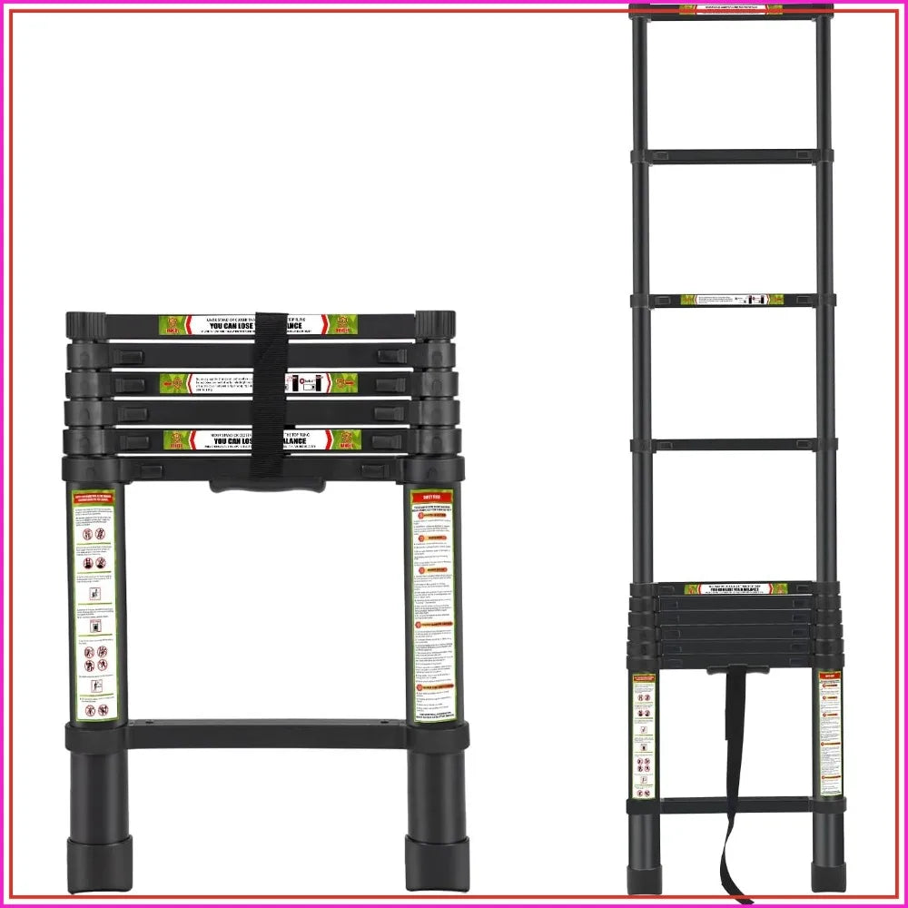 Telescoping Ladder Aluminum Portable Extension Lightweight Home Use