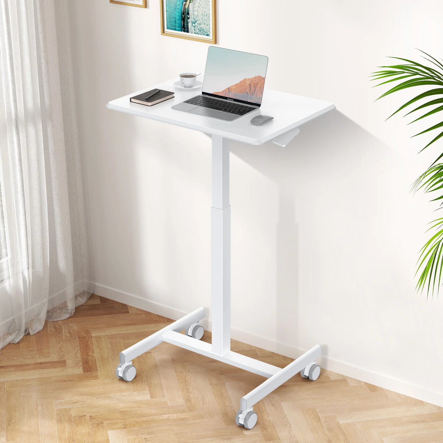 JHK Mobile Small Standing Desk Portable Laptop Height Adjustable Table