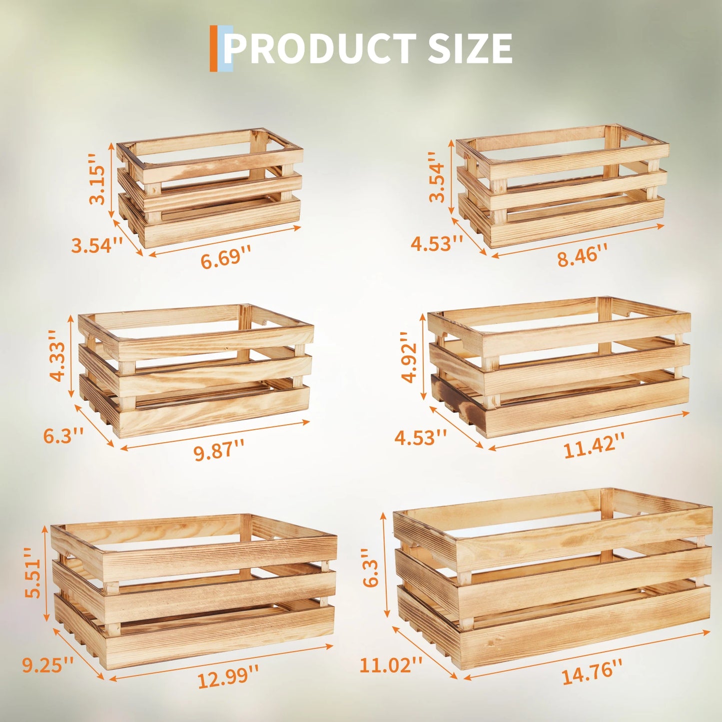 HiMISS 5 Pack Wooden Storage Crates Rustic Farmhouse Decor