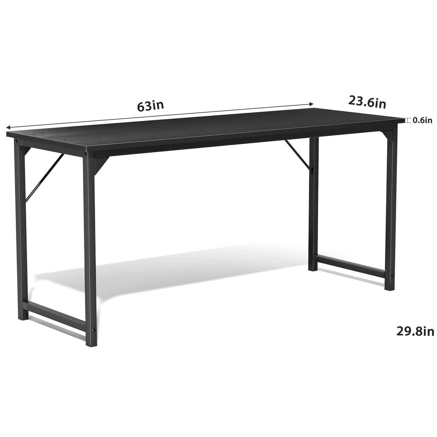 JHK Computer Desk Modern Wood Table With Metal Frame