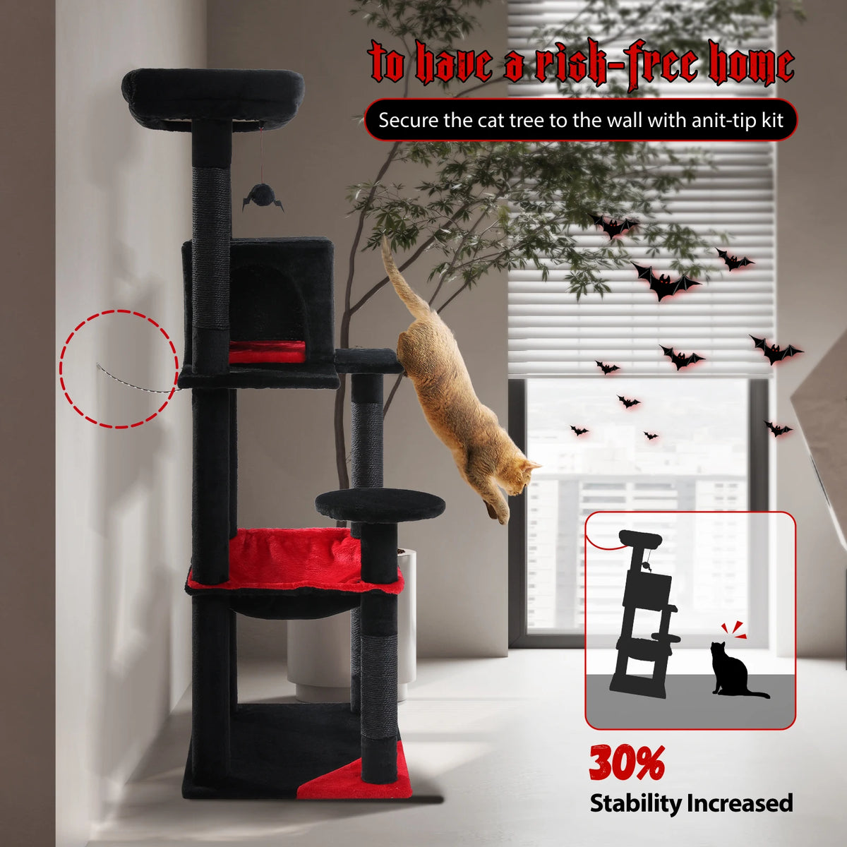 PAWZ Road Gothic 5-Tier Cat Tree Tower with Hammock And Sisal Scratcher