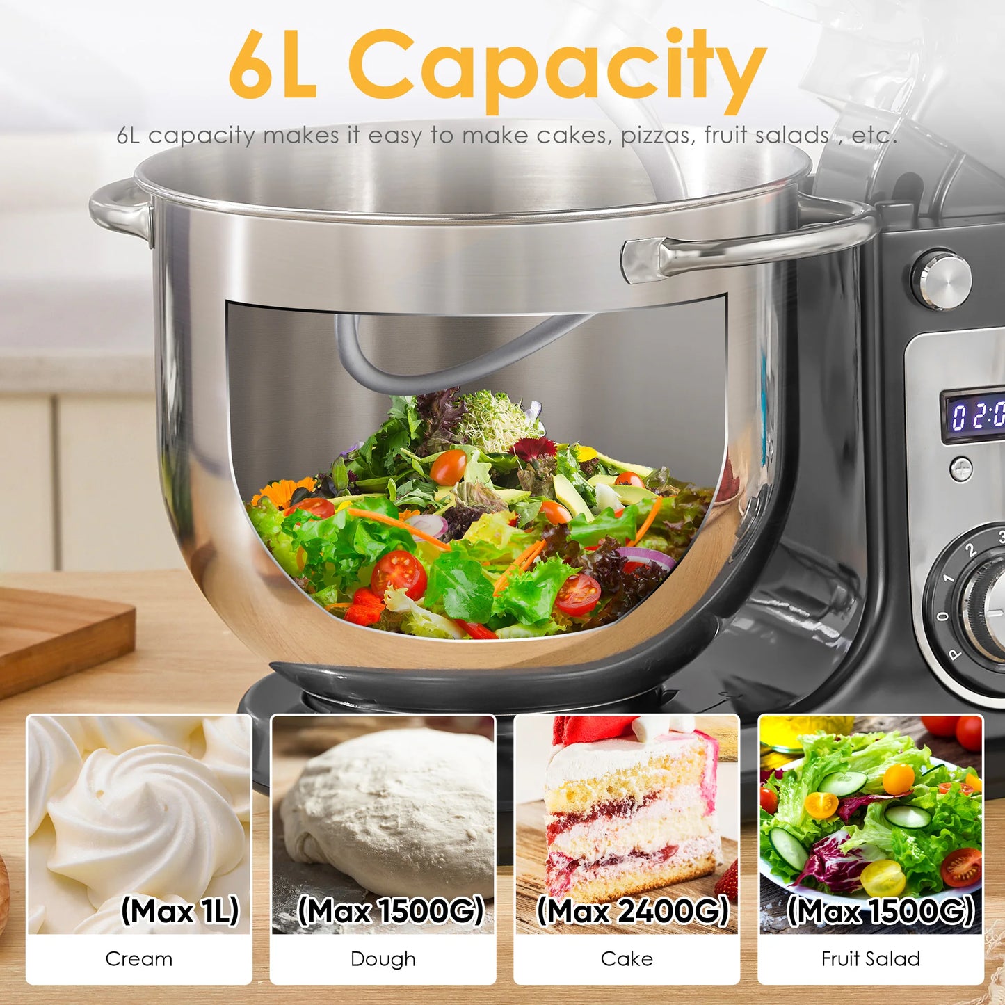 Biolomix 1200W Stand Mixer With Quiet Motor And Attachments