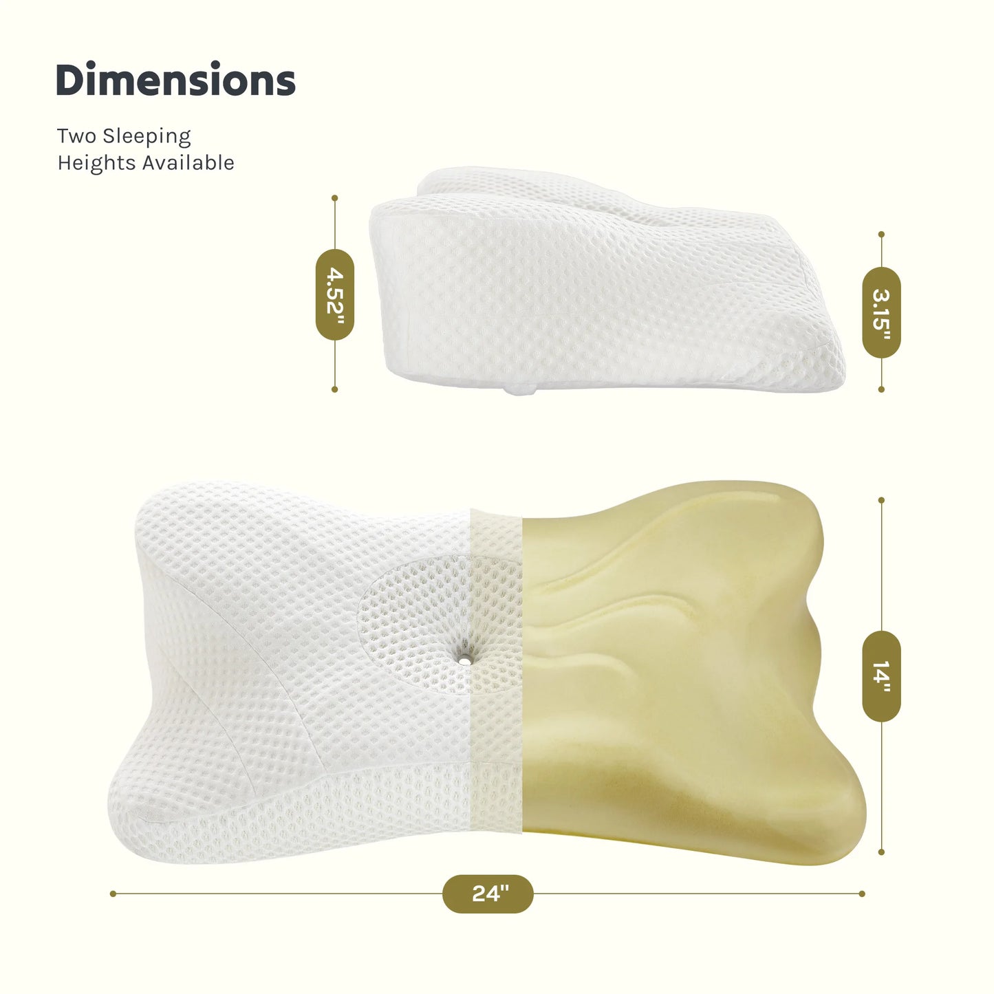 JHK Ergonomic Cervical Contour Pillow Memory Foam With Cooling Pillowcase
