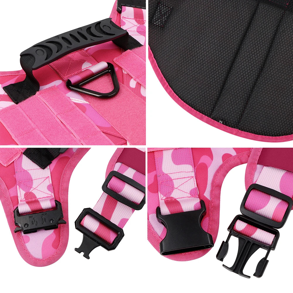Military Camouflage Dog Harness Tactical Vest With Adjustable Buckle