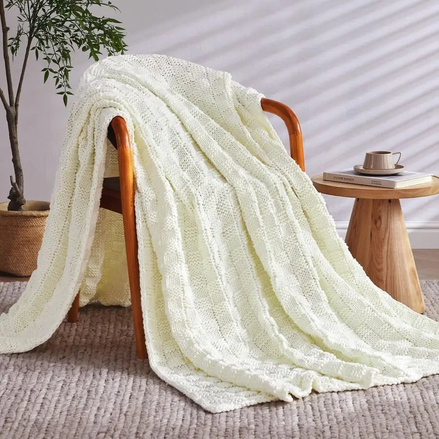 Breathable Chunky Knit Weighted Blanket For Adults No Beads