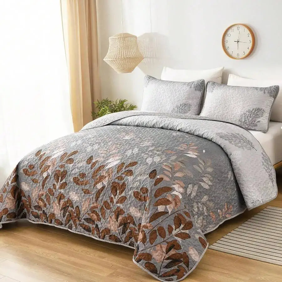 Yellow Paisley Quilt Set 3 Pieces Coverlet Bedding