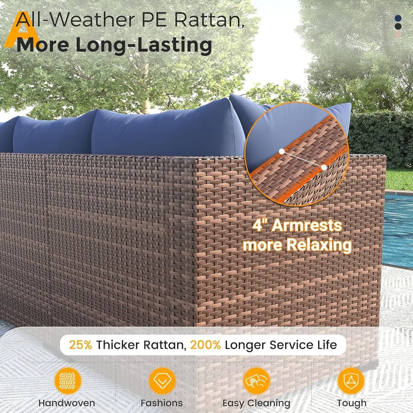 Outdoor Sectional Sofa Set With Fire Pit Table In Wicker