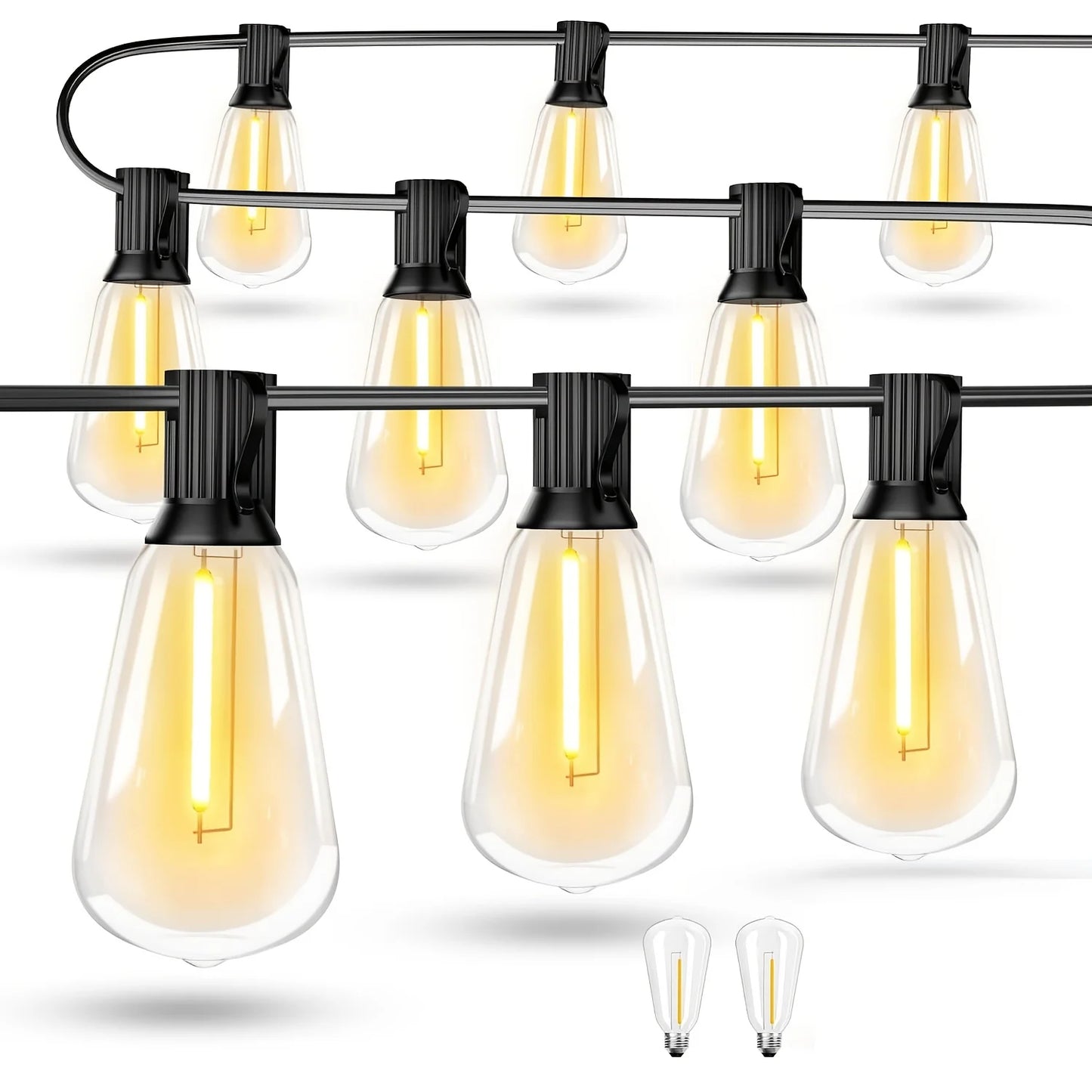 Bhony LED Outdoor String Lights ST38 Patio Hanging 2700K Waterproof