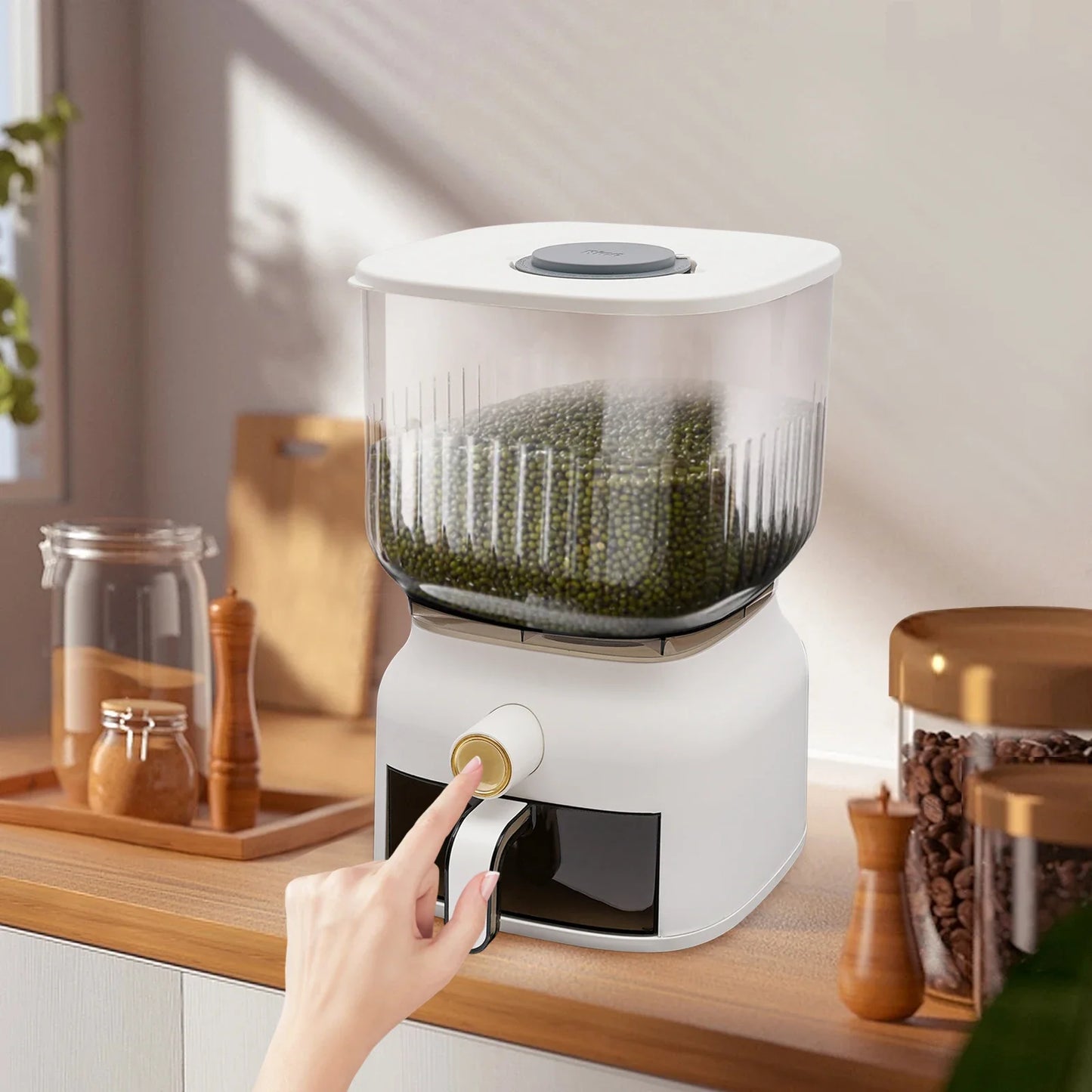 Rice Dispenser Large Sealed Grain Storage Container Kitchen Organizer