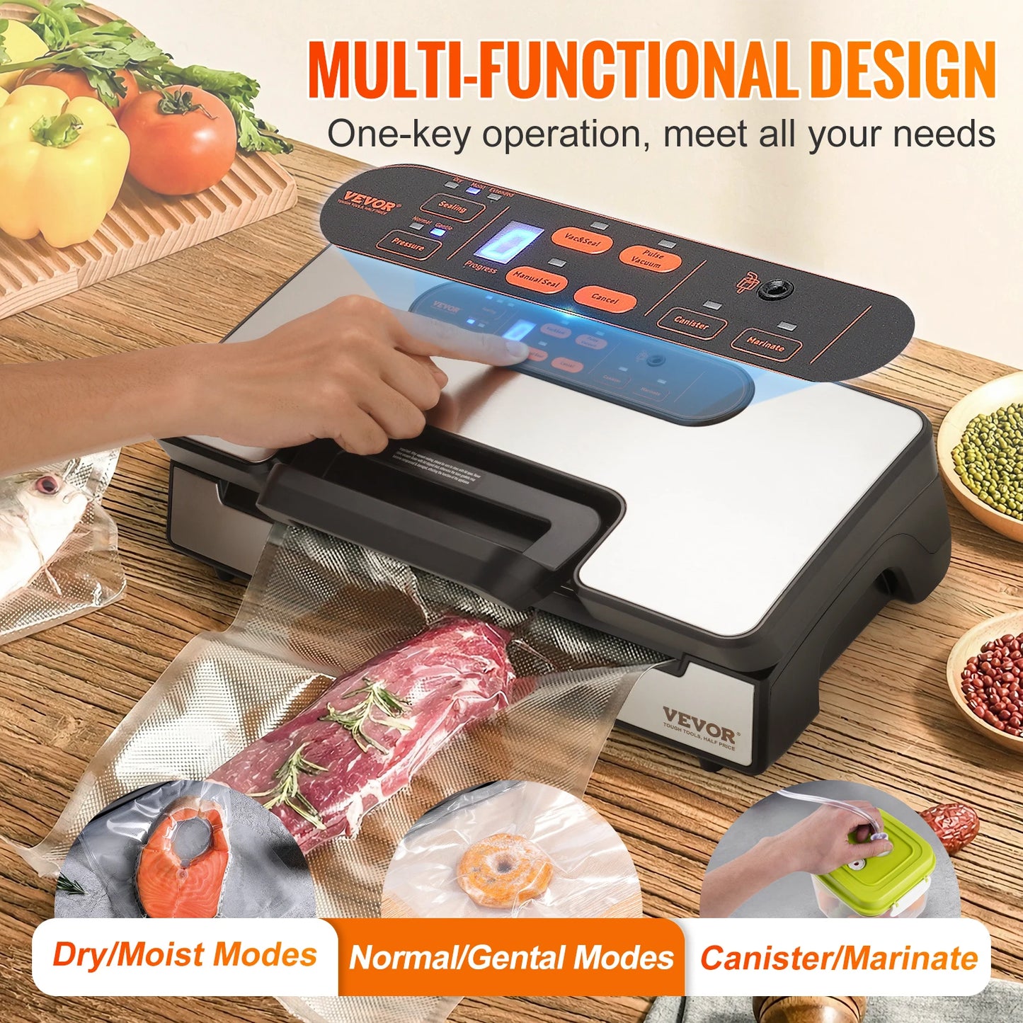 SucceBuy 90Kpa 130W Vacuum Sealer With Free Bags For Household