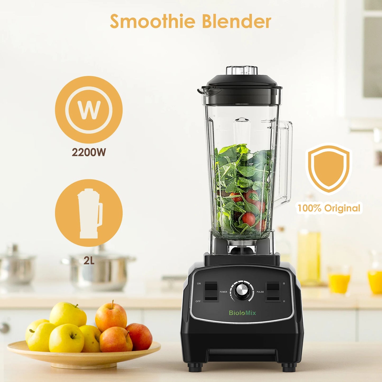 Biolomix Heavy Duty 2200W Blender Mixer Juicer For Commercial Use