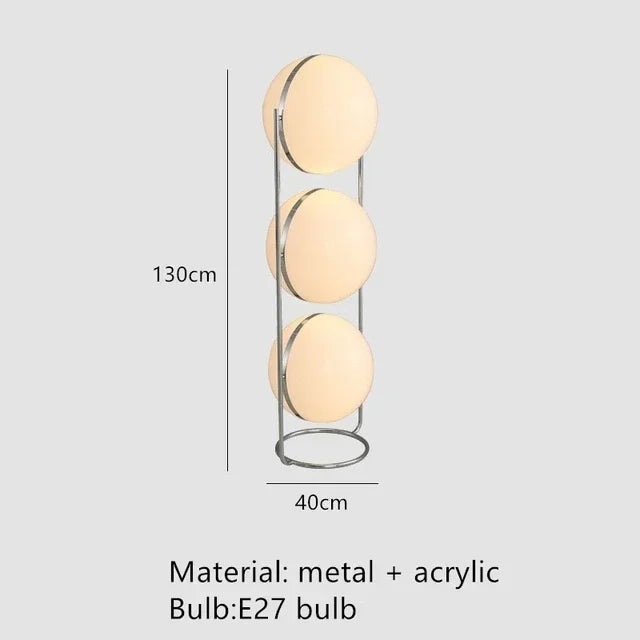 Taonuanshu Delord Floor Lamp Chrome Metal White Acrylic Ball