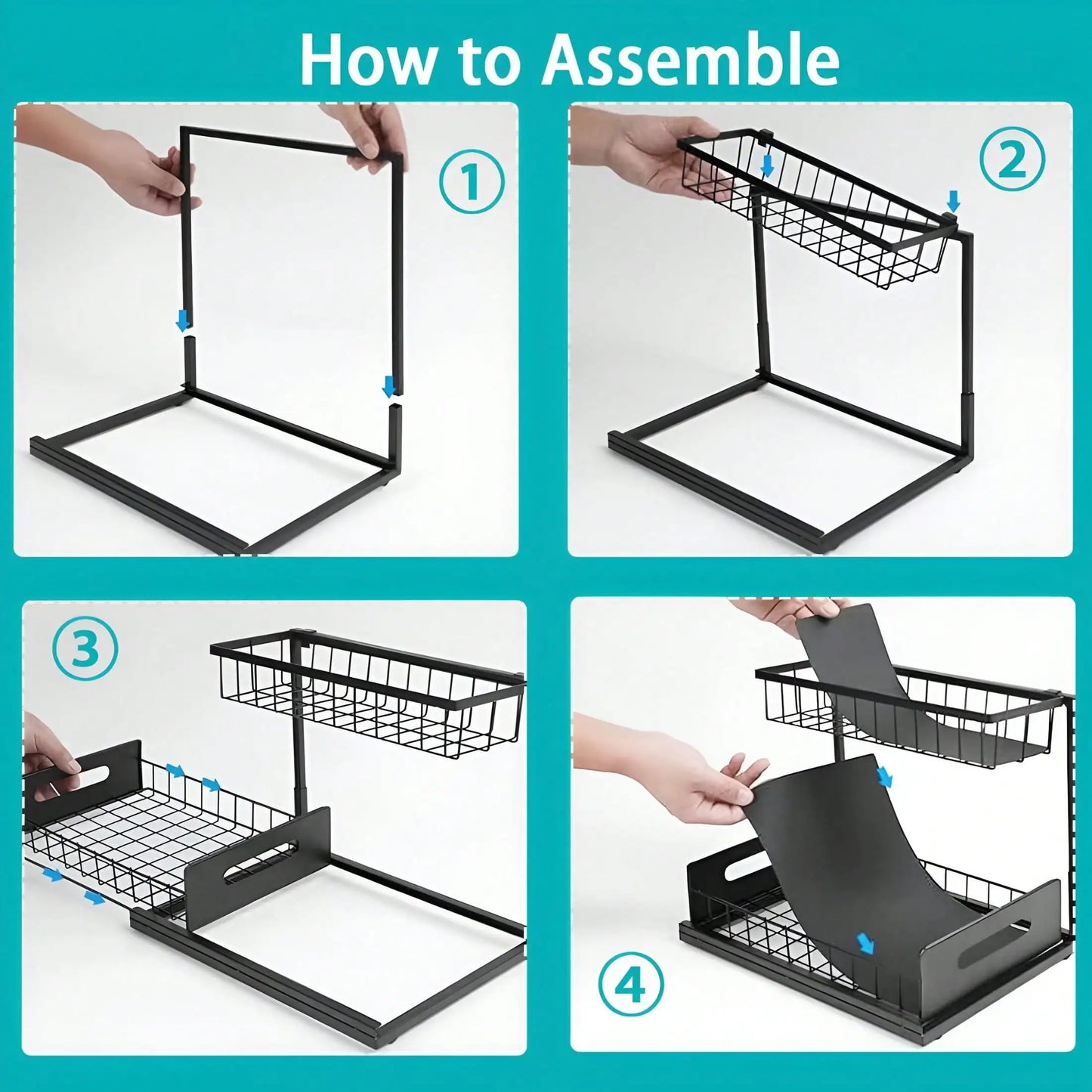 Two-Tier Under-Sink Organizer Rack for Cabinets and Bathrooms