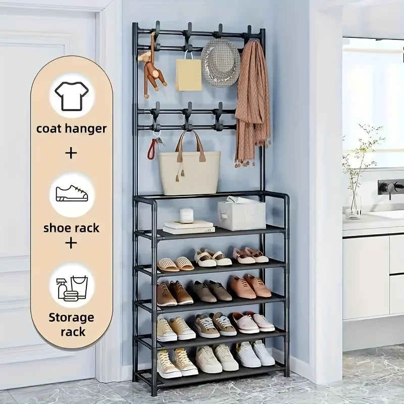 5-Layer Multifunctional Shoe And Coat Rack, Large Capacity