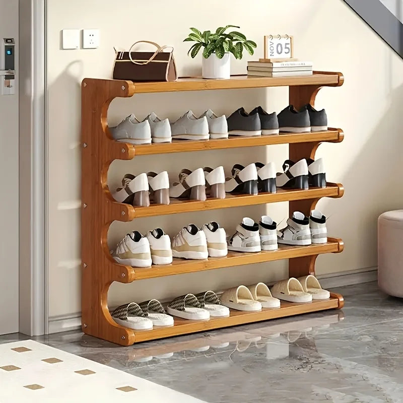 Wood Grain Shoe Rack Space Saving Storage Organizer