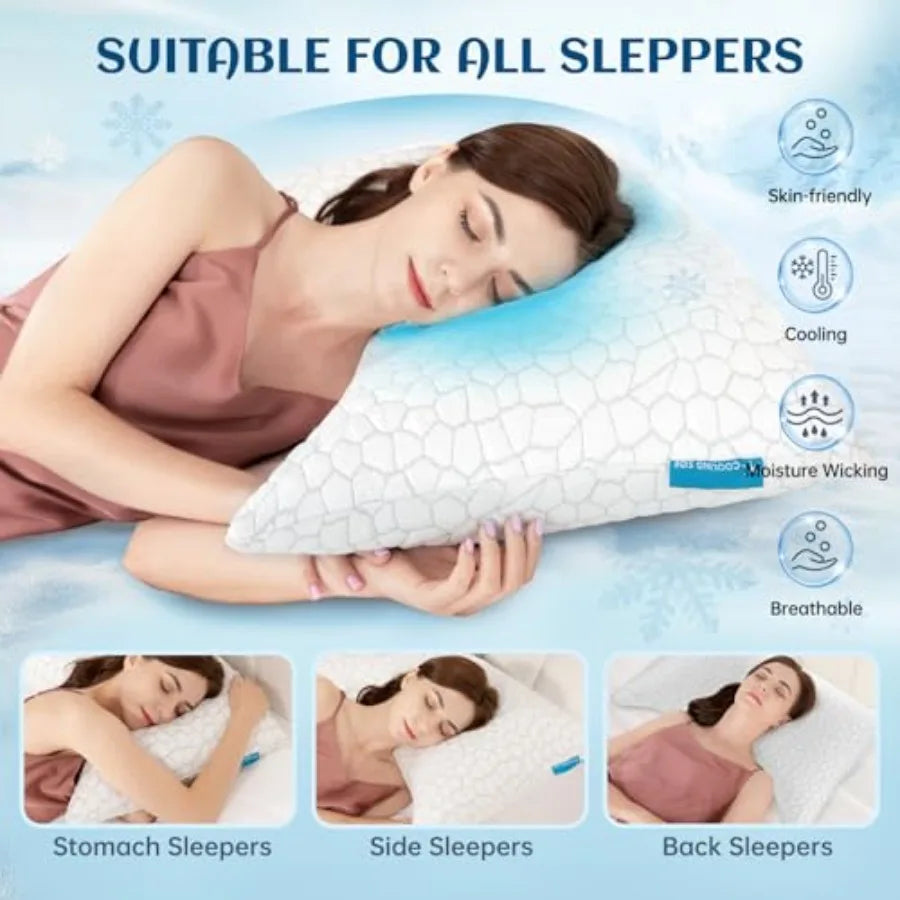 Side Sleeper Cervical Pillow 2 Pack, Ergonomic Cooling Design