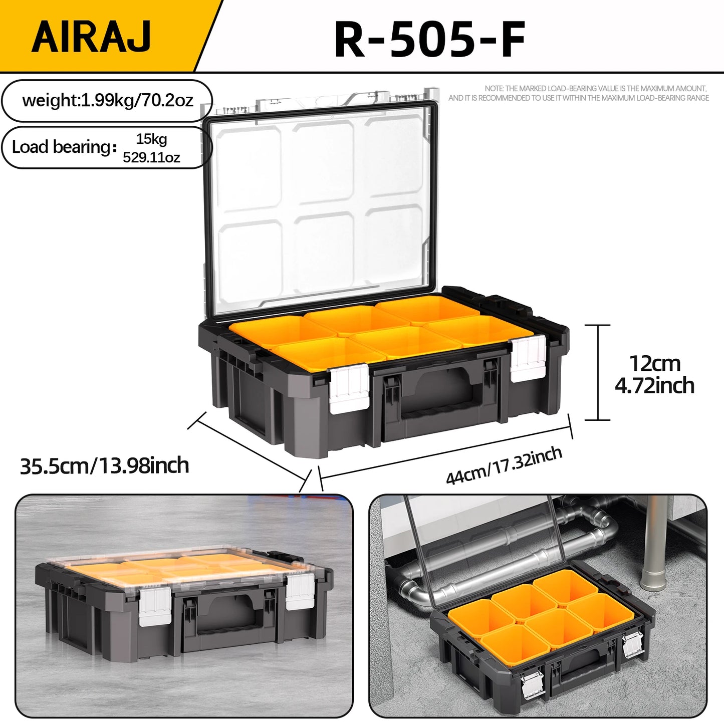 AIRAJ Multifunctional Tier Stackable Tool Organizer With Rolling Storage