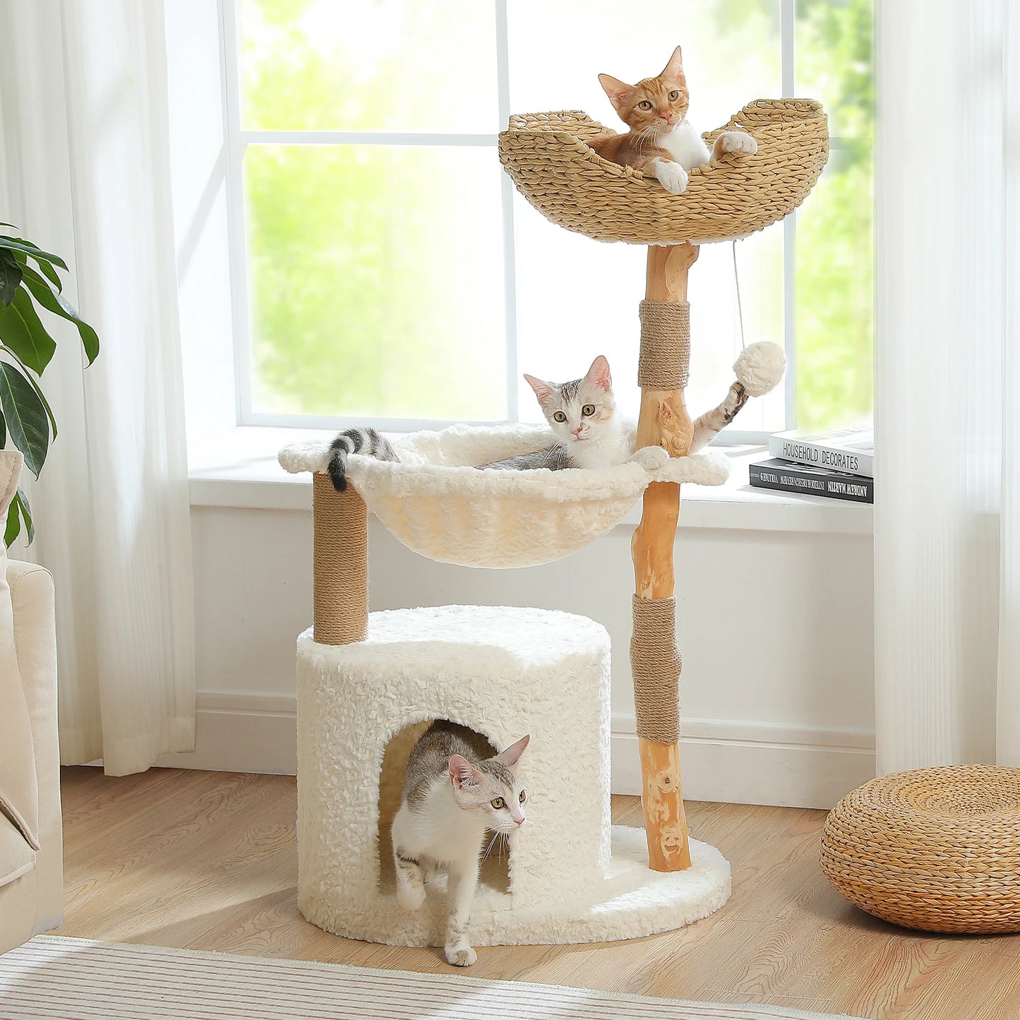 PAWZ Road Cat Tree Tower With Solid Wood Scratching Posts