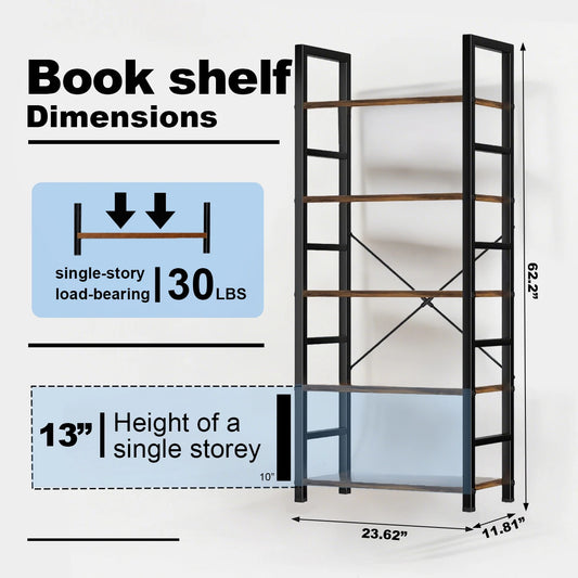 Modern Tall Corner Bookshelf Metal Storage Organizer For Home