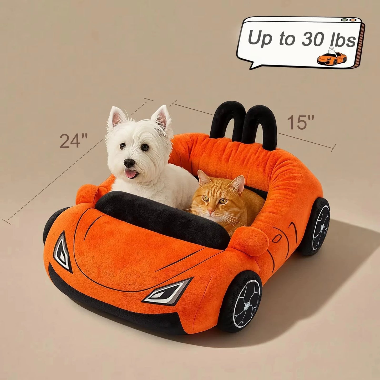 CWV Supercar Shaped Coral Fleece Cat Bed Cozy Washable Kitten Pillow House