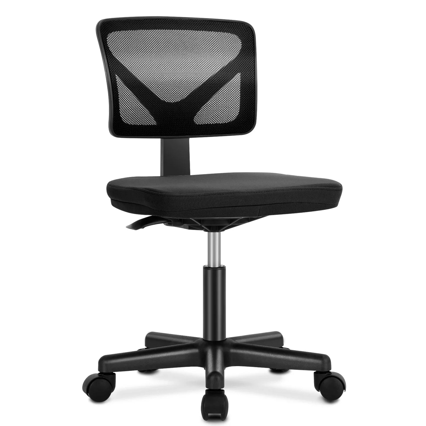 JHK Mesh Lumbar Armless Office Chair With Adjustable Height Wheels