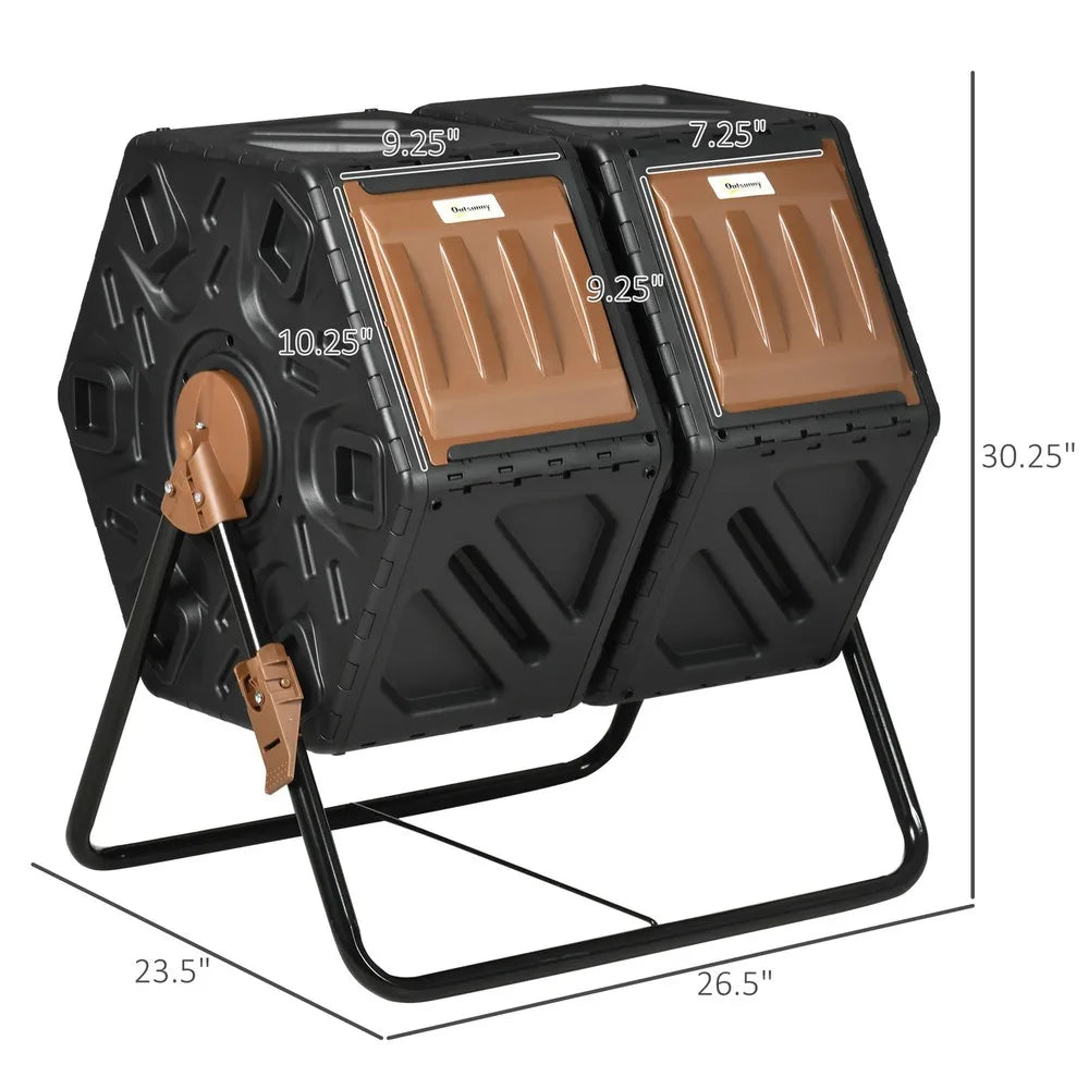 34.5 Gallon Composter Dual Chamber Compost Bin with Steel Legs