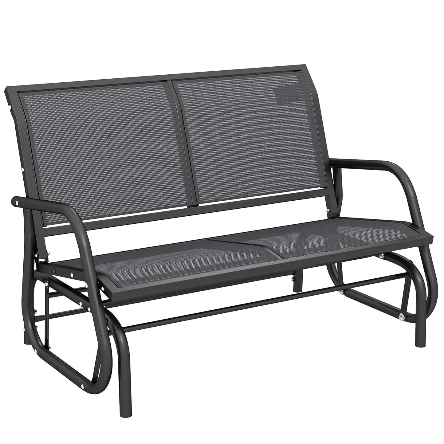 Outdoor Glider Bench With Powder Coated Steel Frame For Backyard