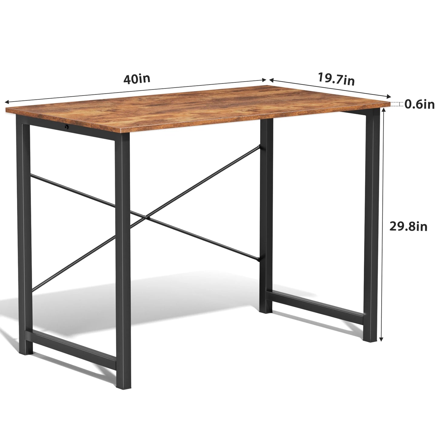 JHK Computer Desk Modern Wood Table With Metal Frame