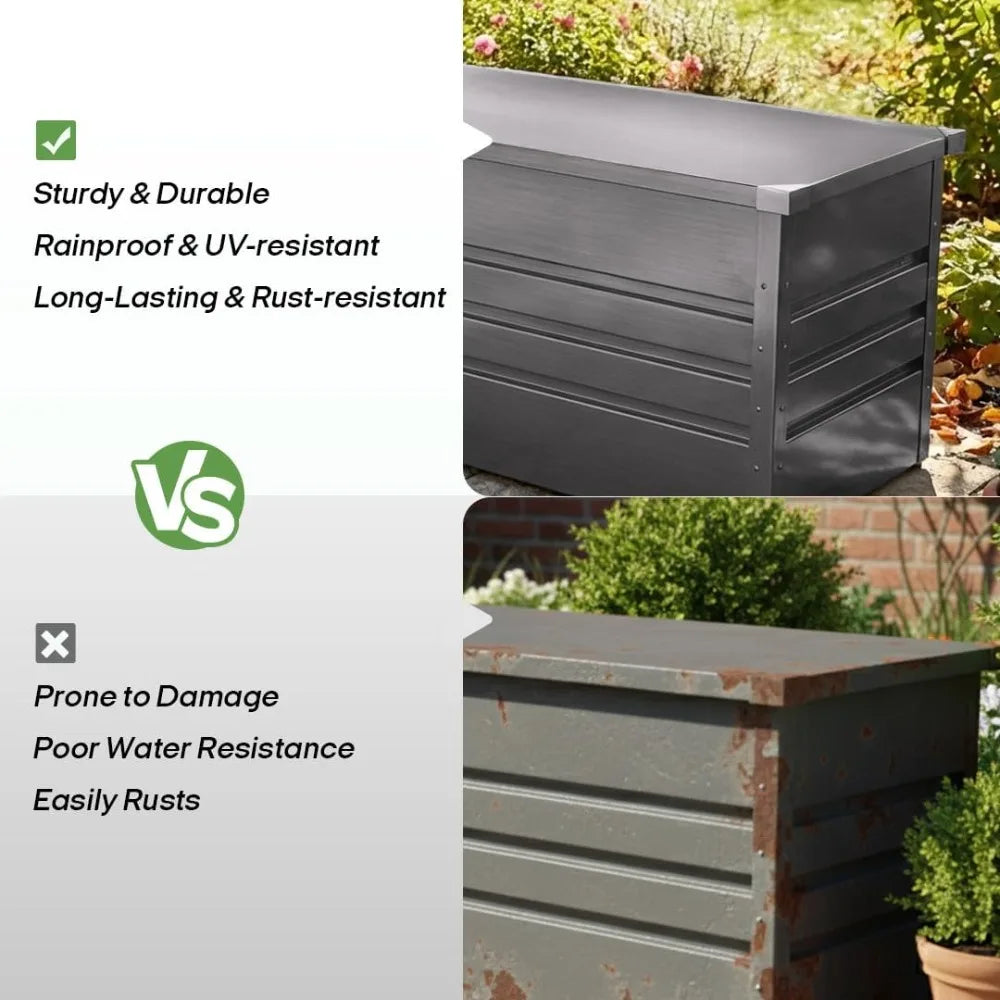 Outdoor Waterproof Metal Storage Box For Patio Tools And Gear