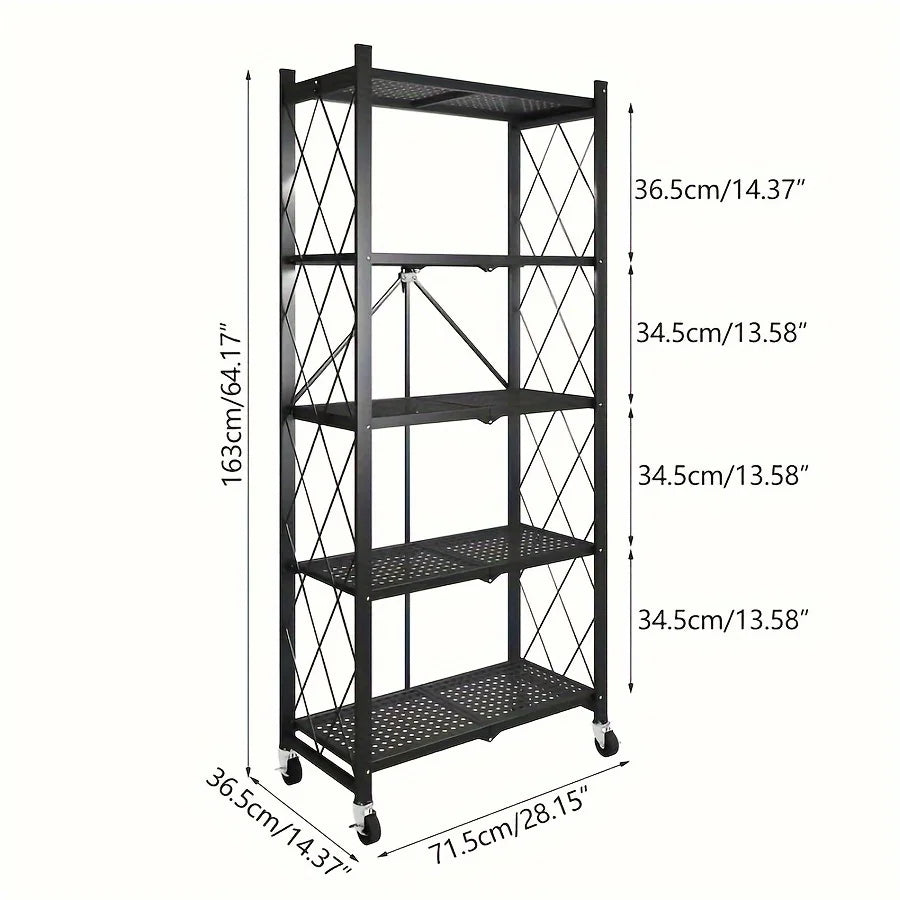 Heavy Duty Foldable Metal Storage Rack With Wheels For Garage