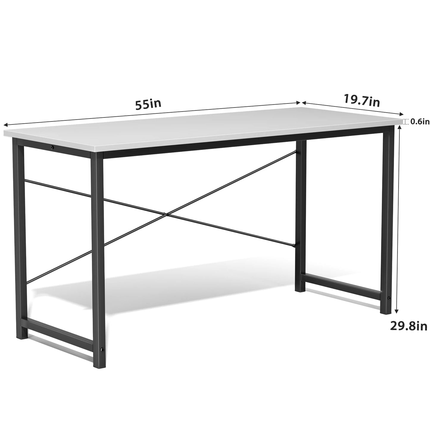 JHK Computer Desk Modern Wood Table With Metal Frame