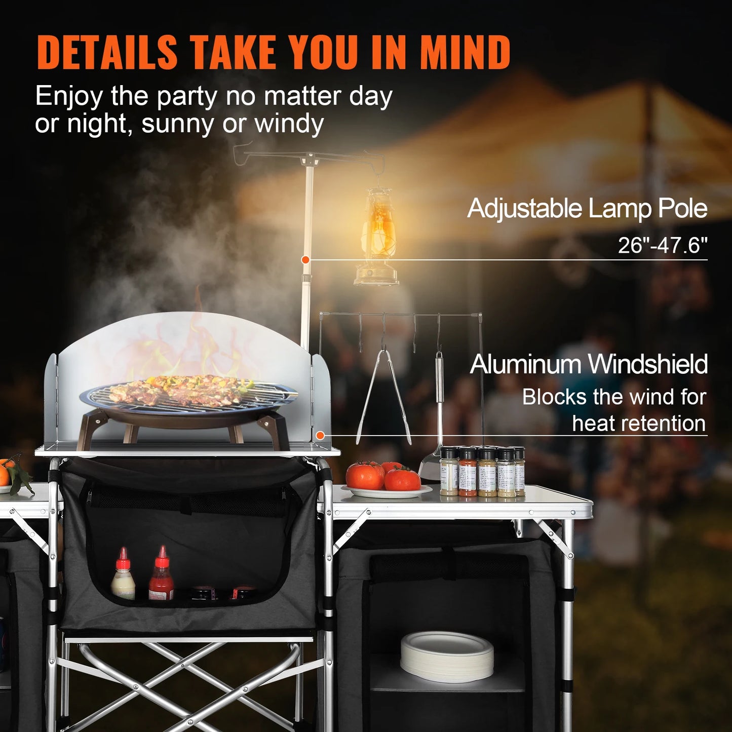 SucceBuy Aluminum Camping Kitchen Table And Grill Rack