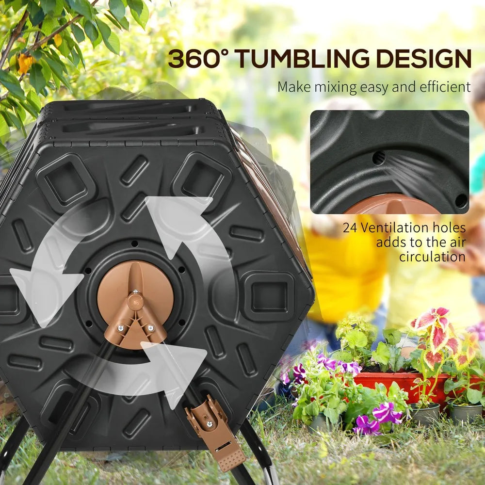 34.5 Gallon Composter Dual Chamber Compost Bin with Steel Legs