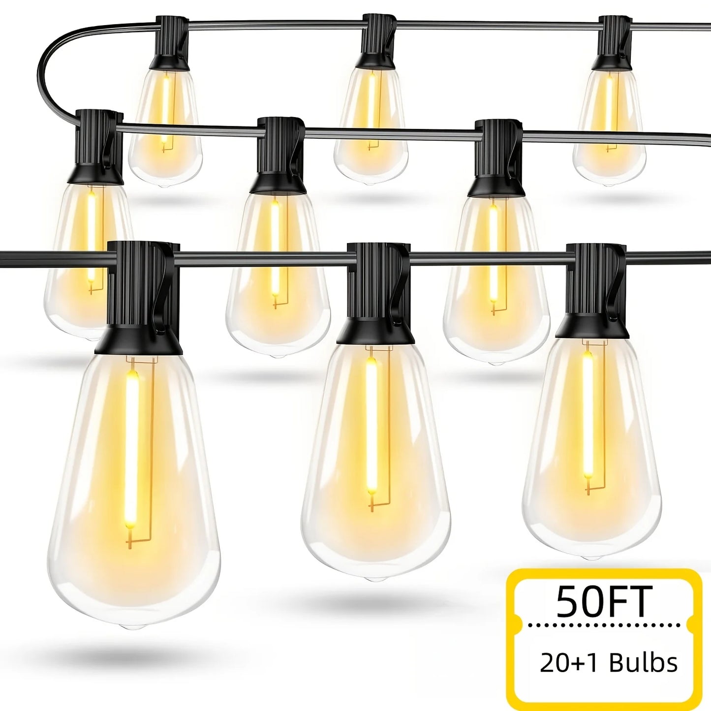 Bhony LED Outdoor String Lights ST38 Patio Hanging 2700K Waterproof