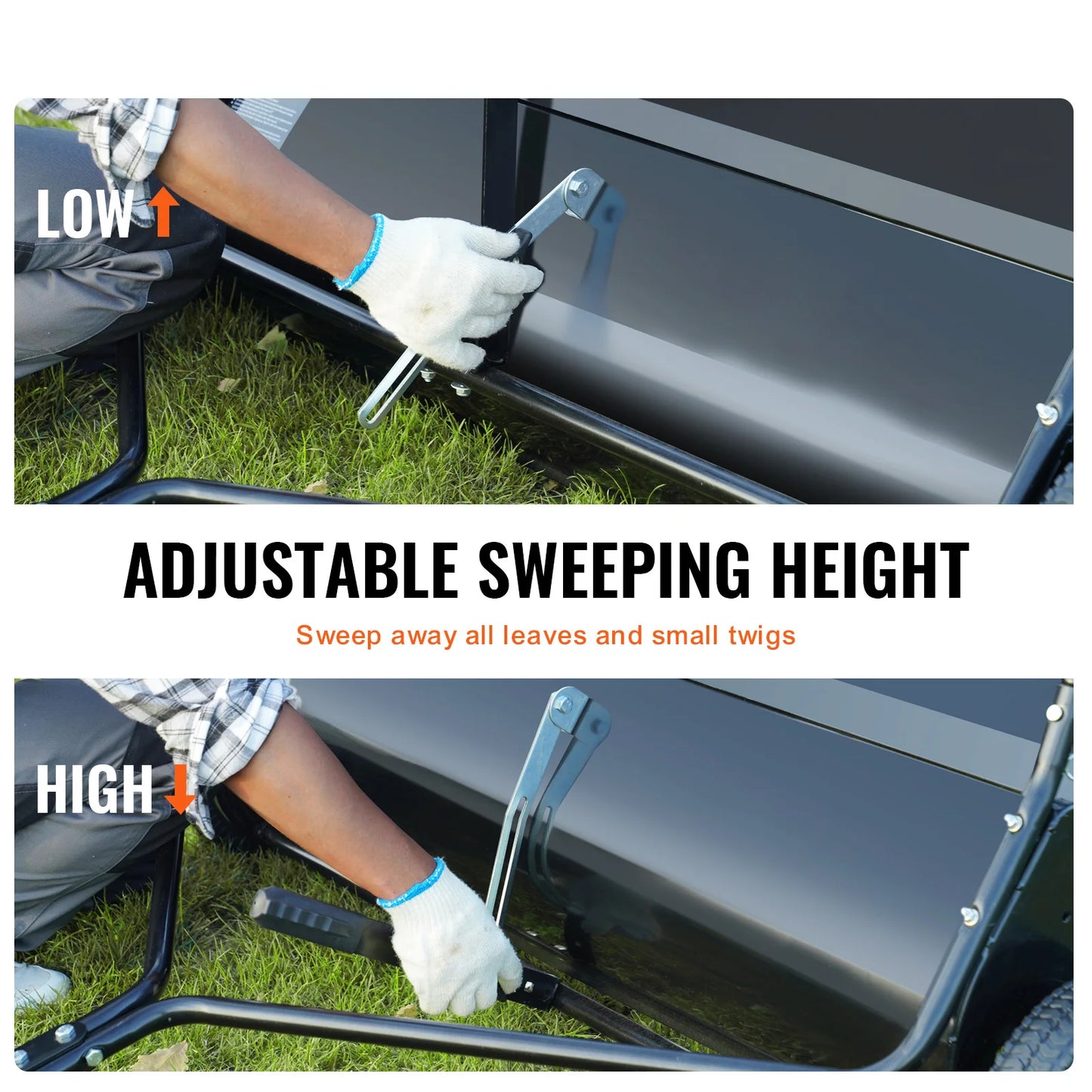 SucceBuy Tow Behind Lawn Sweeper Heavy Duty Leaf Grass Collector