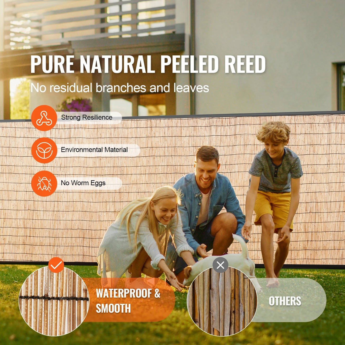 SucceBuy Natural Reed Fencing Roll For Outdoor Backyard Patio Divider